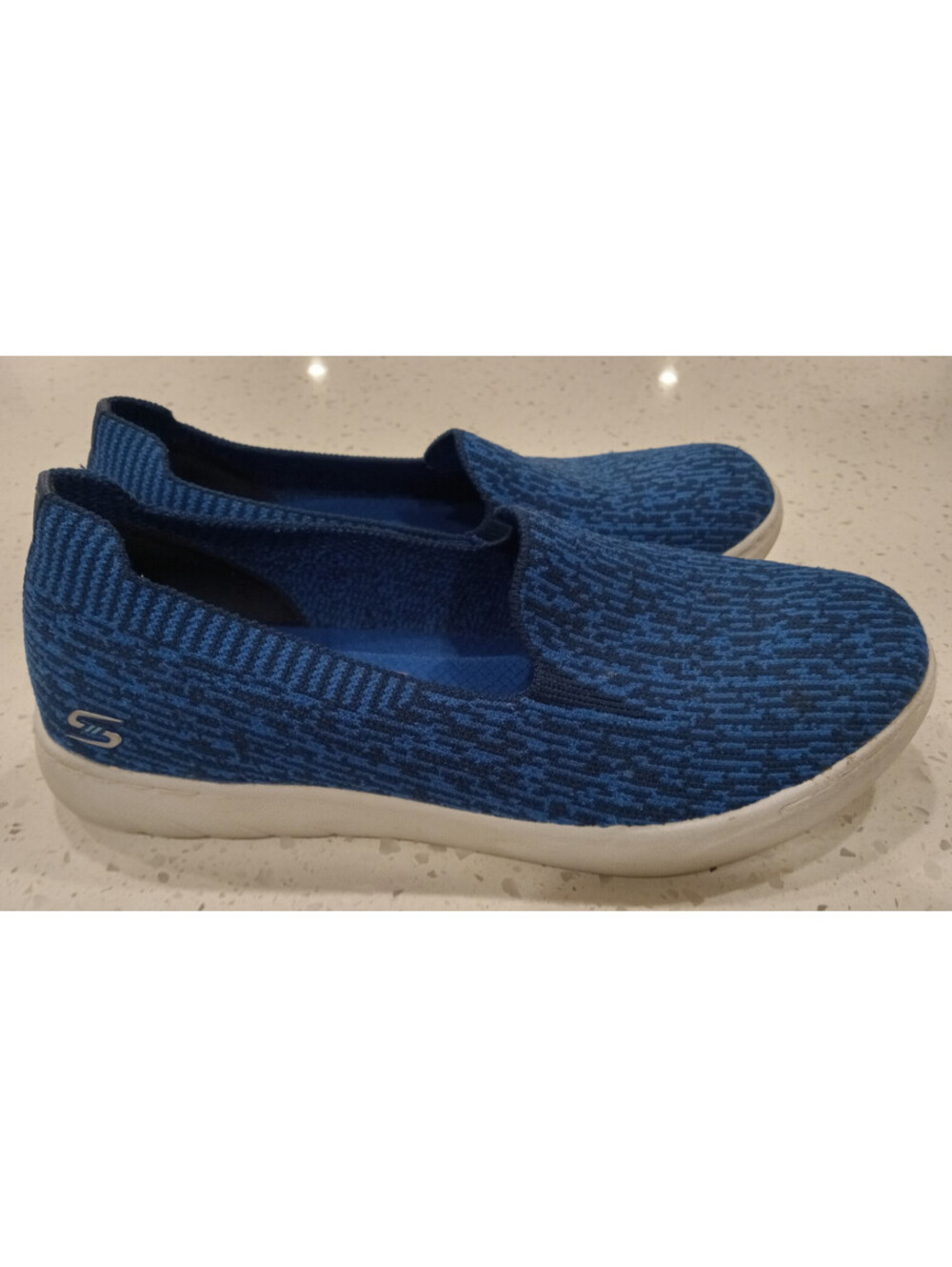 Skechers Shoes Womens 6.5 Blue Slip On Textured Knit Air Cooled Memory Foam